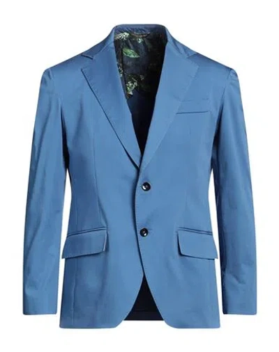 Messagerie Man Blazer Light Blue Size 38 Cotton, Elastane