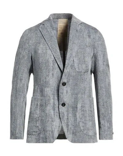 Messagerie Man Blazer Midnight Blue Size 38 Cotton, Linen In Gray