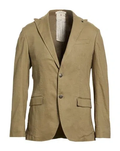 Messagerie Man Blazer Military Green Size 40 Linen, Viscose, Elastane
