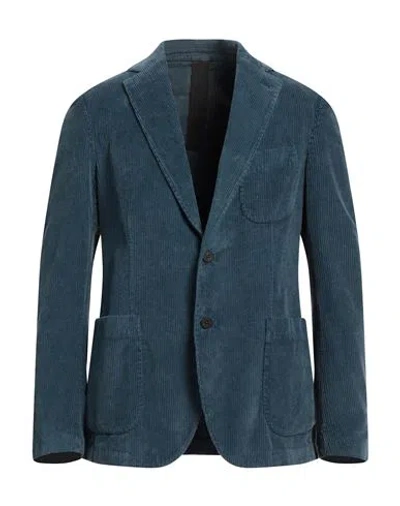 Messagerie Man Blazer Pastel Blue Size 44 Cotton, Elastane