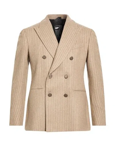 Messagerie Man Blazer Sand Size 40 Wool, Polyester In Brown