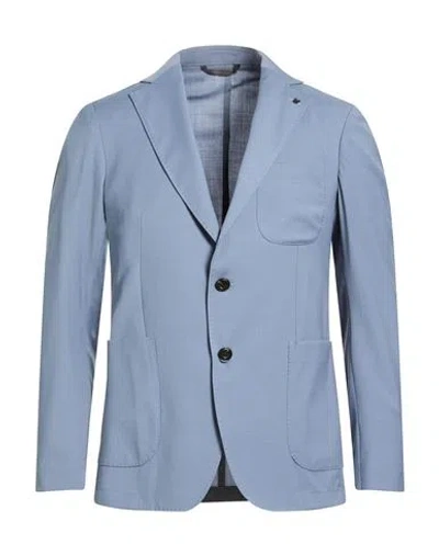 Messagerie Man Blazer Slate Blue Size 38 Polyester, Wool, Elastane