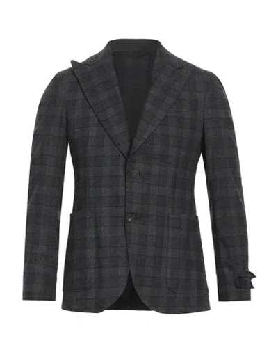 Messagerie Man Blazer Charcoal Size 38 Wool, Polyester, Elastane In Grey