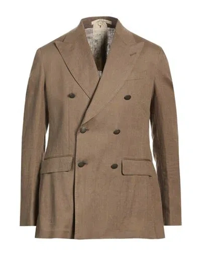 Messagerie Man Blazer Taupe Size 38 Cotton, Polyamide, Elastane In Brown