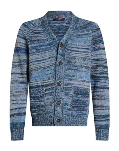 Messagerie Man Cardigan Azure Size L Virgin Wool In Blue