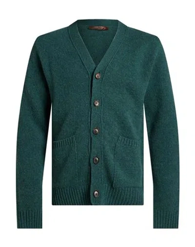 Messagerie Man Cardigan Deep Teal Size M Virgin Wool In Green