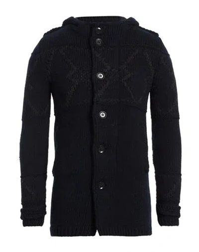Messagerie Man Cardigan Midnight Blue Size L Alpaca Wool, Wool, Nylon In Multi