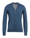 Messagerie Man Cardigan Navy Size L Merino Wool, Acrylic In Navy Blue