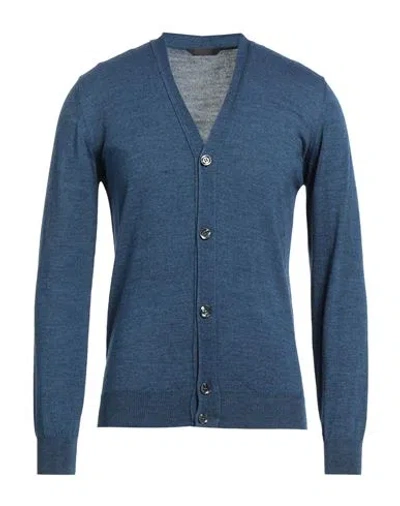 Messagerie Man Cardigan Navy Size L Merino Wool, Acrylic In Navy Blue