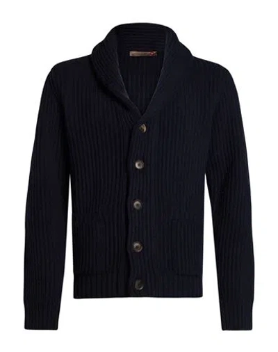 Messagerie Man Cardigan Navy Size L Virgin Wool In Blue