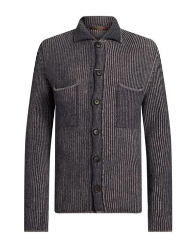 Messagerie Man Cardigan Purple Size L Virgin Wool