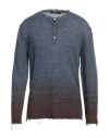 Messagerie Man Cardigan Slate Blue Size 44 Linen In Blue