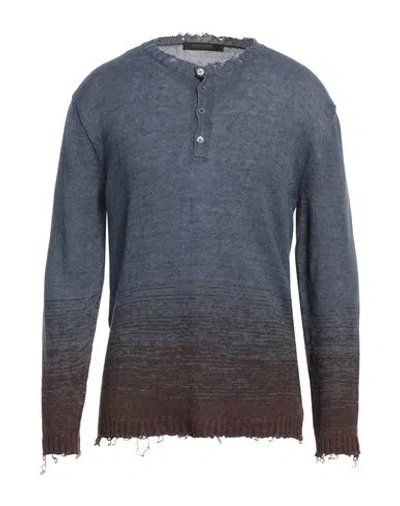 Messagerie Man Cardigan Slate Blue Size 44 Linen