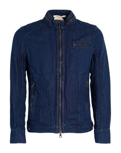 Messagerie Man Denim Outerwear Blue Size 42 Cotton, Linen