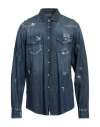 Messagerie Man Denim Shirt Blue Size Xxl Cotton In Blue