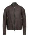 Messagerie Man Jacket Dark Brown Size L Linen, Polyurethane