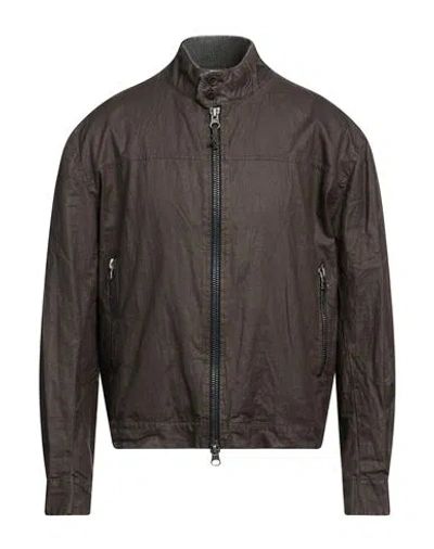 Messagerie Man Jacket Dark Brown Size L Linen, Polyurethane