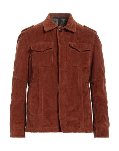 Messagerie Man Jacket Tan Size 44 Cotton, Elastane In Brown