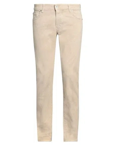 MESSAGERIE MESSAGERIE MAN PANTS BEIGE SIZE 32 COTTON, ELASTANE