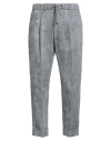 Messagerie Man Pants Blue Size 36 Cotton, Linen In Gray