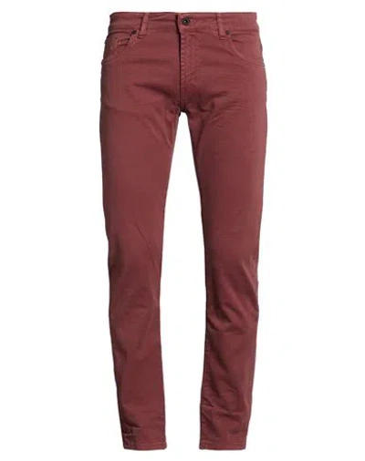 Messagerie Man Pants Burgundy Size 32 Cotton, Elastane In Red