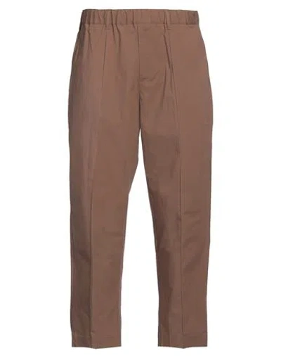 Messagerie Man Pants Khaki Size 34 Cotton, Elastane In Beige
