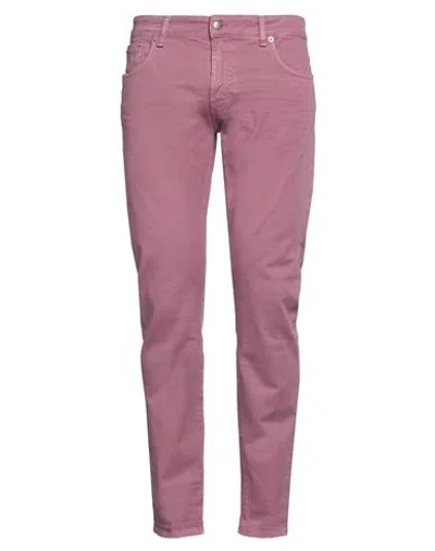 Messagerie Man Pants Mauve Size 33 Cotton, Elastane In Purple