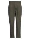 Messagerie Man Pants Military Green Size 36 Cotton, Elastane In Green