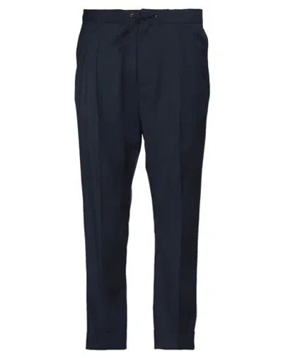 Messagerie Man Pants Navy Size 38 Wool, Polyester, Lycra In Navy Blue