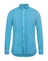 Messagerie Man Shirt Azure Size 15 ¾ Cotton In Blue
