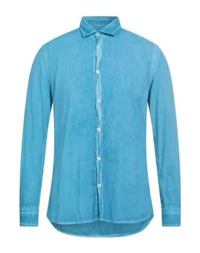 Messagerie Man Shirt Azure Size 15 ¾ Cotton In Blue