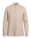 Messagerie Man Shirt Beige Size 16 Linen In Beige