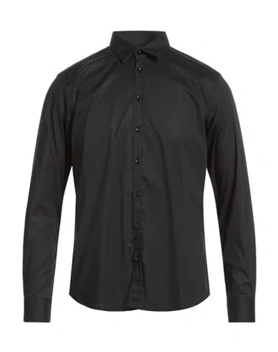 Messagerie Man Shirt Black Size 16 Cotton, Elastane In Blue