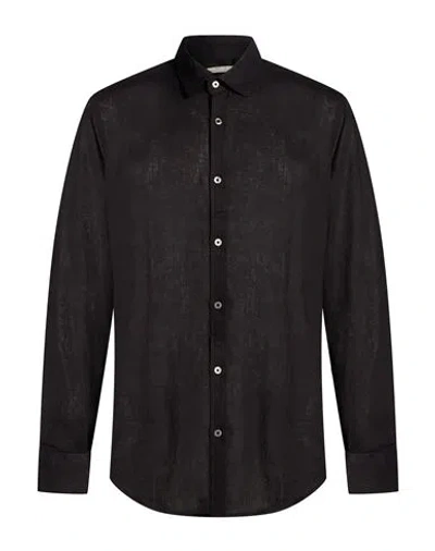 Messagerie Man Shirt Black Size 16 Linen, Viscose
