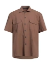 Messagerie Man Shirt Brown Size 16 ½ Cotton, Elastane In Brown