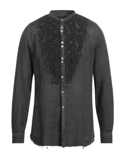 Messagerie Man Shirt Charcoal Size 16 ½ Linen, Cotton In Grey