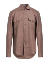 Messagerie Man Shirt Chocolate Brown Size L Hemp, Cotton, Elastane In Brown