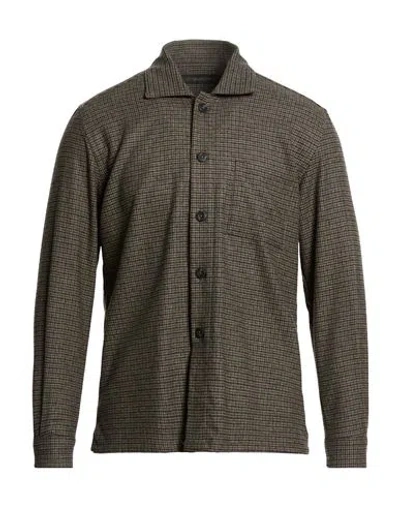Messagerie Man Shirt Green Size 17 Wool, Polyester, Polyamide In Multi