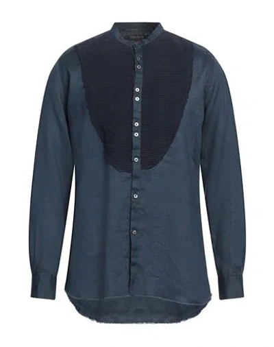 Messagerie Man Shirt Midnight Blue Size 16 Linen