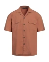 Messagerie Man Shirt Tan Size 16 Cotton, Elastane In Brown