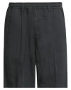 Messagerie Man Shorts & Bermuda Shorts Black Size 30 Cotton, Linen, Lyocell