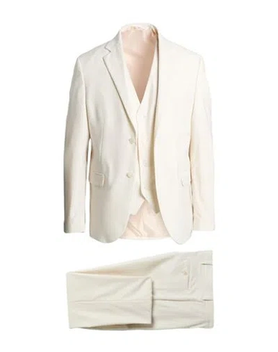 Messagerie Man Suit Ivory Size 44 Polyester, Viscose, Elastane In White