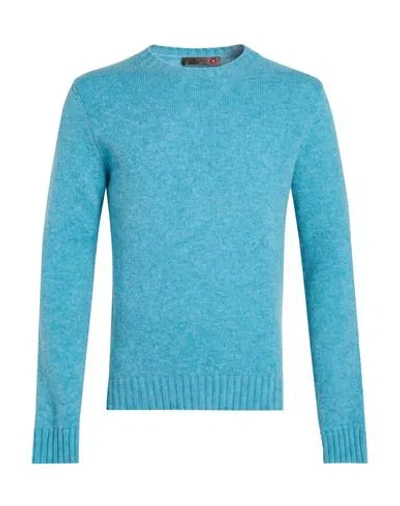 Messagerie Man Sweater Azure Size L Wool In Blue
