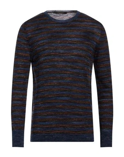 Messagerie Man Sweater Blue Size 38 Wool, Acrylic, Linen, Polyamide In Multi