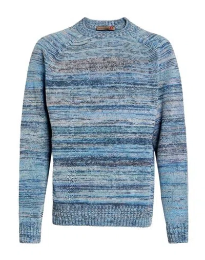 Messagerie Man Sweater Blue Size L Virgin Wool