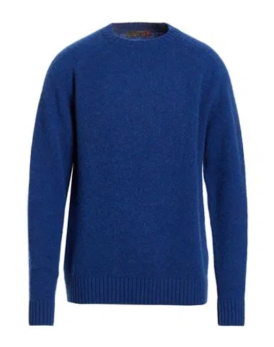 Messagerie Man Sweater Bright Blue Size M Virgin Wool