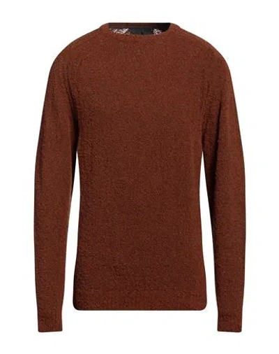 Messagerie Man Sweater Brown Size 42 Wool, Recycled Wool, Nylon