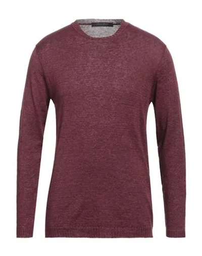 Messagerie Man Sweater Burgundy Size 42 Linen In Red
