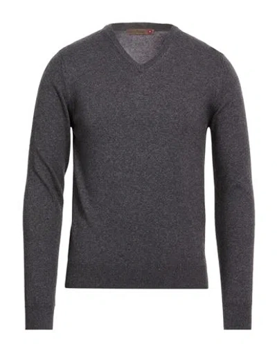 Messagerie Man Sweater Charcoal Size 48 Merino Wool, Cashmere, Viscose In Gray