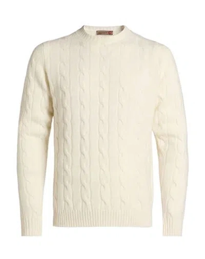 Messagerie Man Sweater Cream Size L Virgin Wool In White